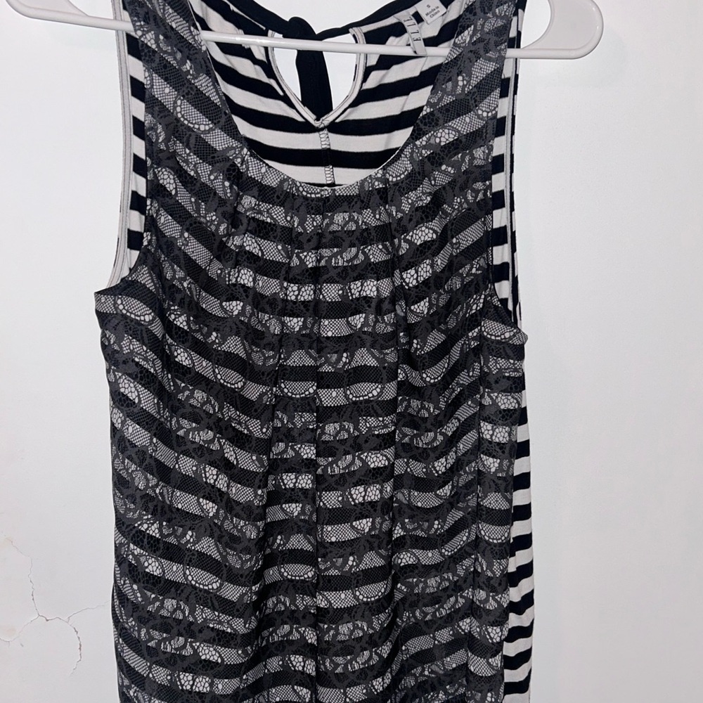 Elle Monochrome Striped Lace Tank Top
